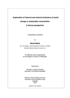 Exploration of internal and external indicators of social change in sustainable communities: A futures perspective
