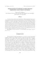 Short Review on Overview of Forest Biomass Harvesting Case Studies in Australia