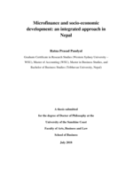 Microfinance and socio-economic development: an integrated approach in Nepal