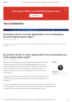 Eurovision shock: is ironic appreciation now unnecessary as slick singing styles reign?