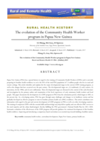 The evolution of the Community Health Worker program in Papua New Guinea