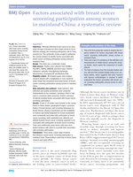 Factors associated with breast cancer screening participation among women in mainland China: A systematic review