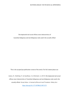 Developmental and Sexual Offense Onset Characteristics of Australian Indigenous and Non-Indigenous Male Youth Who Sexually Offend