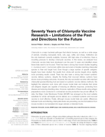 Seventy years of Chlamydia vaccine research – limitations of the past and directions for the future