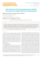 A Short Review of Fuel Consumption Rates of Whole Tree and Cut-To-Length Timber Harvesting Methods