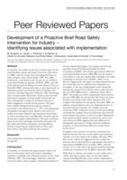 Development of a proactive brief road safety intervention for industry - identifying issues associated with implementation