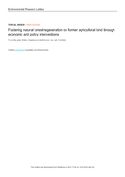 Fostering natural forest regeneration on former agricultural land through economic and policy interventions