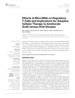 Effects of MicroRNA on Regulatory T Cells and Implications for Adoptive Cellular Therapy to Ameliorate Graft-versus-Host Disease
