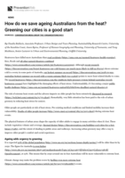 How do we save ageing Australians from the heat? Greening our cities is a good start