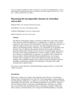 Honouring the incomparable: Honours in Australian universities
