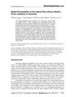 Radial Permeability of the Hybrid Pine (Pinus elliottii x Pinus caribaea) in Australia