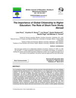 The Importance of Global Citizenship to Higher Education: The Role of Short-Term Study Abroad