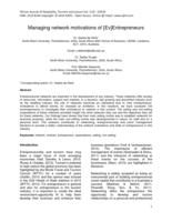 Managing network motivations of [Ev]Entrepreneurs
