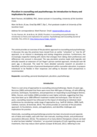 Pluralism in counselling and psychotherapy: An introduction to theory and implications for practice