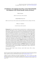 A Preliminary Investigation into Worry about Mental Health: Development of the Mental Health Anxiety Inventory