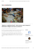'Ageing in neighbourhood': what seniors want instead of retirement villages and how to achieve it