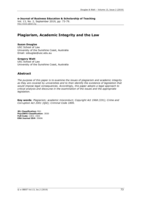 Plagiarism, Academic Integrity and the Law