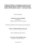 Traditional Medicine: An adaptation strategy towards ameliorating the impacts of climate change on human health in Pacific Island Countries – A case study of Fiji