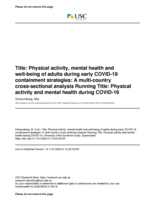 Physical activity, mental health and well-being of adults during early COVID-19 containment strategies: A multi-country cross-sectional analysis