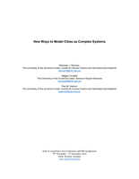 New Ways to Model Cities as Complex Systems