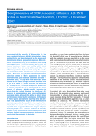Seroprevalence of 2009 pandemic influenza A(H1N1) virus in Australian blood donors, October - December 2009
