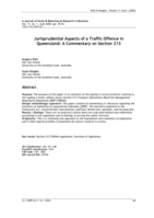 Jurisprudential Aspects of a Traffic Offence in Queensland: A Commentary on Section 213