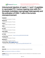 Intra-tumoral injection of caerin 1.1 and 1.9 peptides in vaccinated TC-1 tumour bearing mice with PD-1 blockade modulates macrophage heterogeneity and the activation of CD8+ T cells in the tumour microenvironment