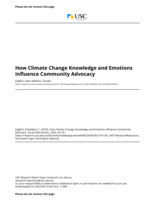 How Climate Change Knowledge and Emotions Influence Community Advocacy
