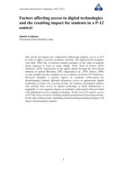 Factors affecting access to digital technologies and the resulting impact for students in a P-12 context
