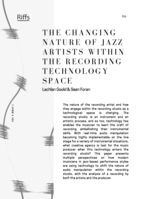 The Changing Nature of Jazz Artists Within the Recording Technology Space