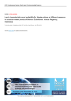 Land characteristics and suitability for tilapia culture at different seasons in brackish water ponds of Bontoa Subdistrict, Maros Regency, Indonesia