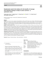 Randomized control trial evidence for the benefits of massage and relaxation therapy on sleep in cancer survivors—a systematic review