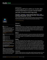 Predicting self-harm within six months after initial presentation to youth mental health services: A machine learning study