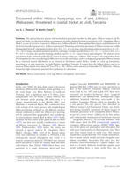 Discovered online: Hibiscus hareyae sp. nov. of sect. Lilibiscus (Malvaceae), threatened in coastal thicket at Lindi, Tanzania