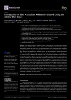 Diet Quality of Elite Australian Athletes Evaluated Using the Athlete Diet Index