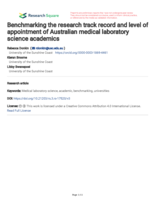 Benchmarking the research track record and level of appointment of Australian medical laboratory science academics