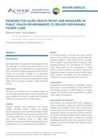 Enablers for Allied Health Front-line Managers in Public Health Environments to Deliver Sustainable Patient Care