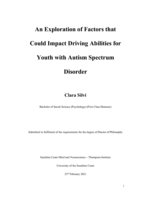 An Exploration of Factors that Could Impact Driving Abilities for Youth with Autism Spectrum Disorder