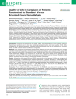 Quality of life in caregivers of patients randomized to standard versus extended hour hemodialysis