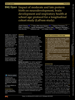 Impact of moderate and late preterm birth on neurodevelopment, brain development and respiratory health at school age: protocol for a longitudinal cohort study (LaPrem study)