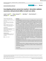 Investigating primary preservice teachers’ ultraviolet radiation awareness and perceived ability to teach sun safety