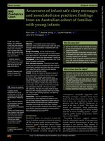 Awareness of infant safe sleep messages and associated care practices: findings from an Australian cohort of families with young infants