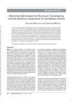 Blaming Individuals for Burnout: Developing critical practice responses to workplace stress