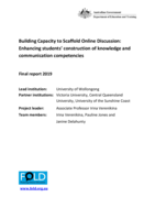Building capacity to scaffold online discussion: Enhancing students construction of knowledge and communication competencies