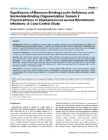 Significance of Mannose-Binding Lectin Deficiency and Nucleotide-Binding Oligomerization Domain 2 Polymorphisms in Staphylococcus aureus Bloodstream Infections: A Case-Control Study