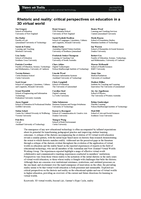 Rhetoric and reality: Critical perspectives on education in a 3D virtual world