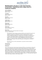 Multidiscipline role-play in a 3D virtual learning environment: Experiences with a large cohort of healthcare students