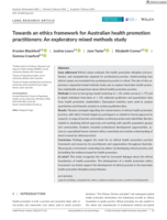 Towards an ethics framework for Australian health promotion practitioners: An exploratory mixed methods study