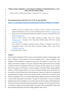 Climate change adaptation as a development challenge to small Island states: A case study from the Solomon Islands