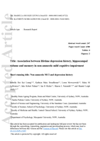 Association between lifetime depression history, hippocampal volume and memory in non‐amnestic mild cognitive impairment